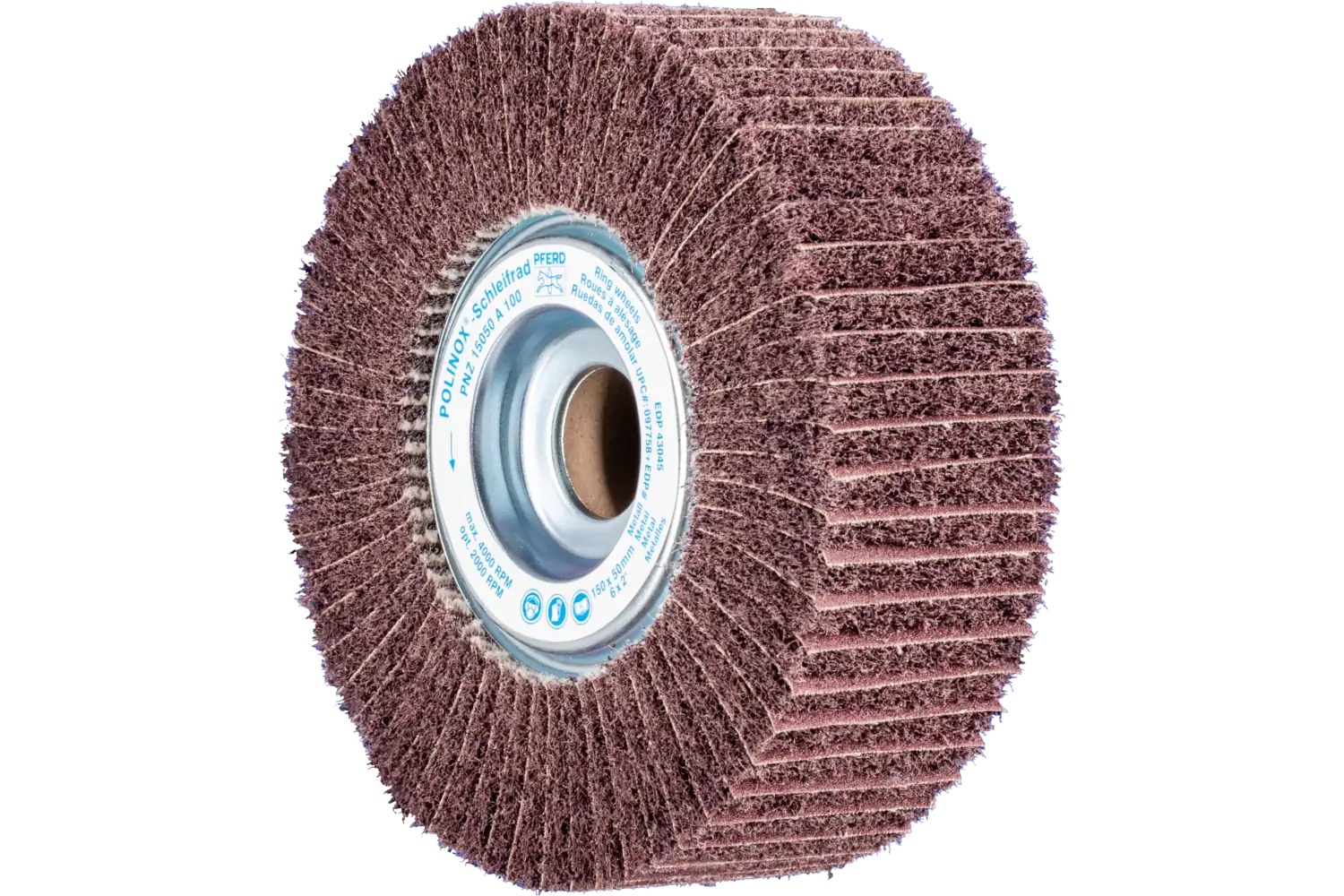 Picture of Pferd Polinox® Unmounted Flap Wheel, 6" X 2, 1" Ah, Interleaved, 180 Grit, Aluminum Oxide